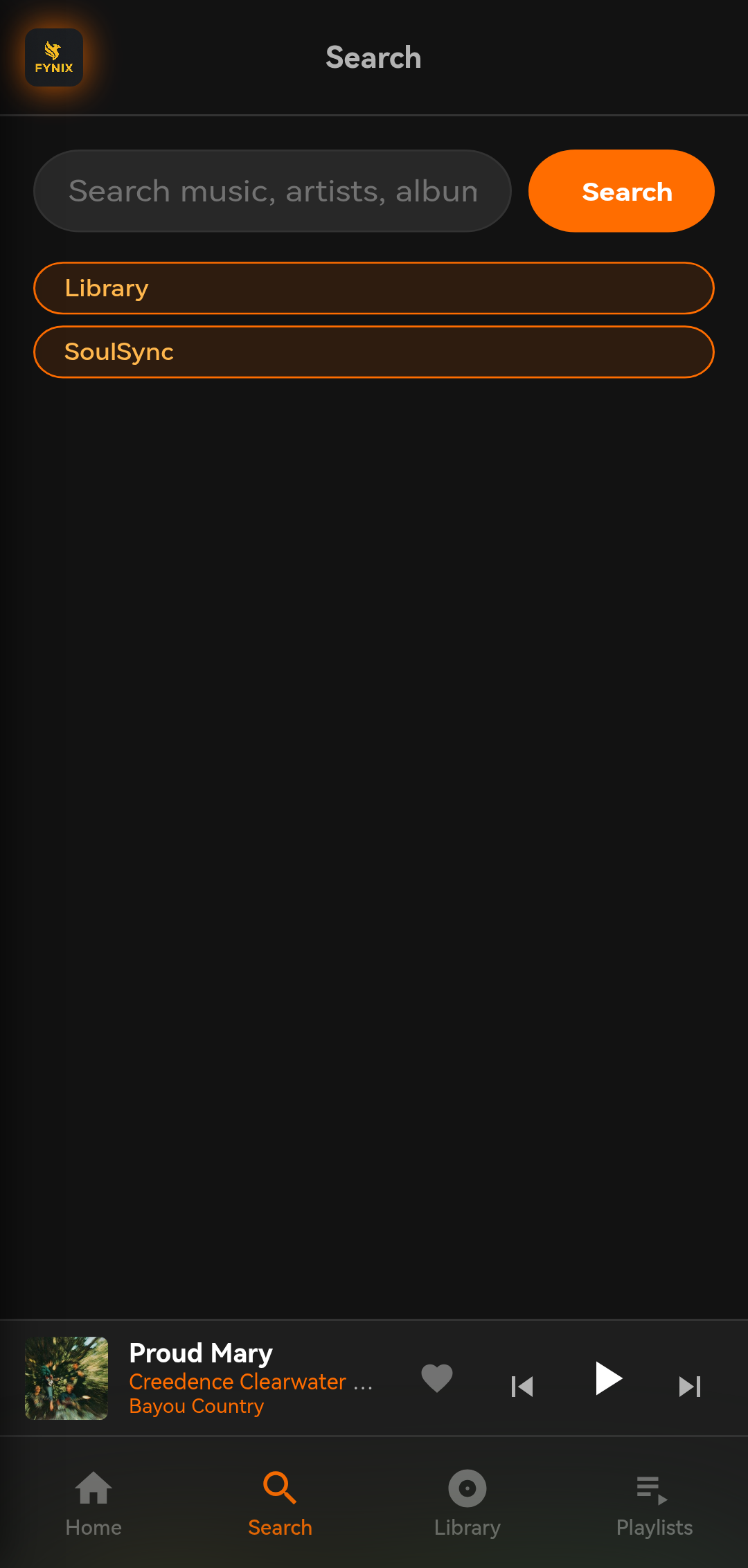 Fynix Player Search view